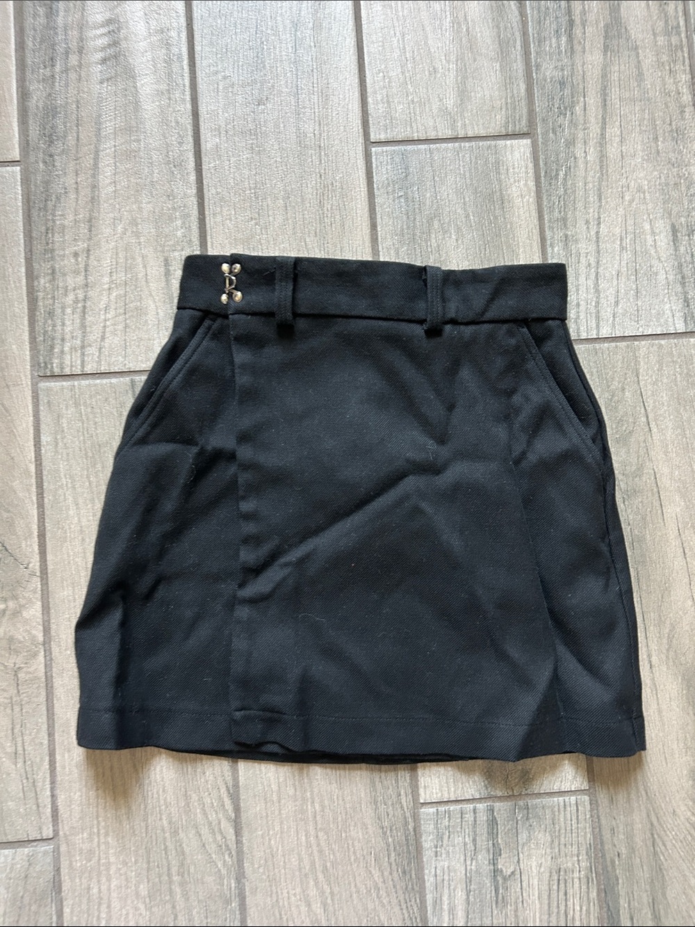 Soulland Black Mini Skirt with Side Button Detail